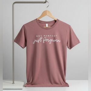 Not Perfect Just Forgiven T-Shirt Heathered Mauve Bella + Canvas 3001CVC Unisex